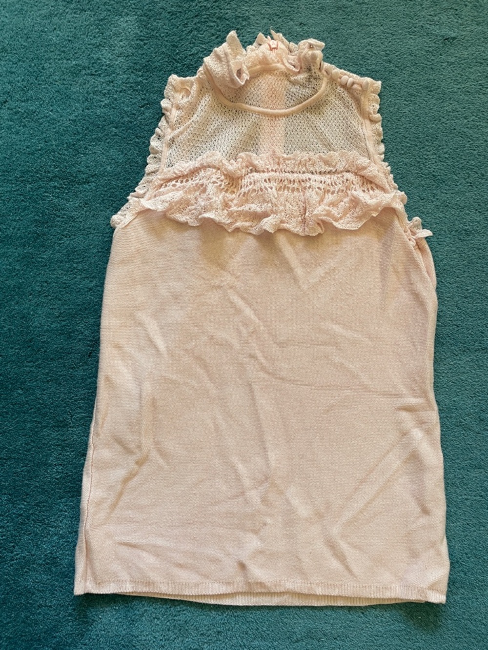 White House Black Market Pale Pink Crochet Halter Top